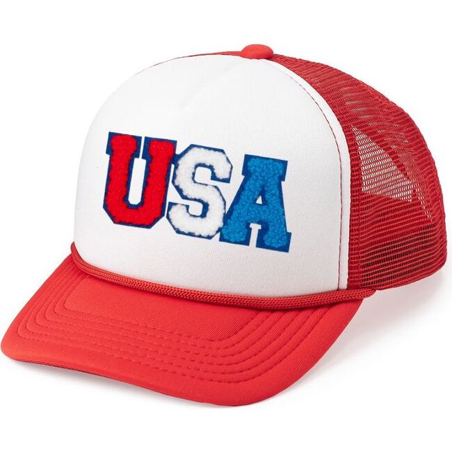 USA Patch Trucker Hat, Red