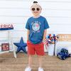 Red, White, and Cool Patriotic Smiley Short Sleeve T-Shirt, Indigo - T-Shirts - 3