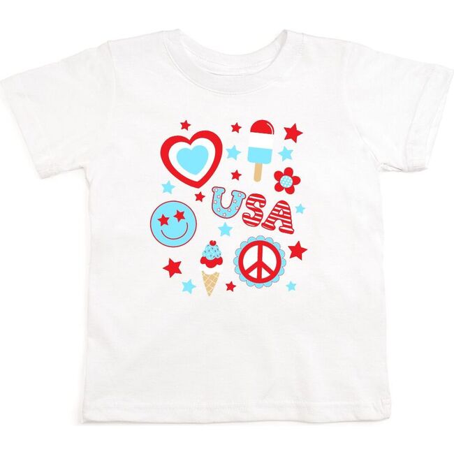 4th Of July Doodle Short Sleeve T-Shirt, White