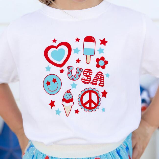 4th Of July Doodle Short Sleeve T-Shirt, White - T-Shirts - 2