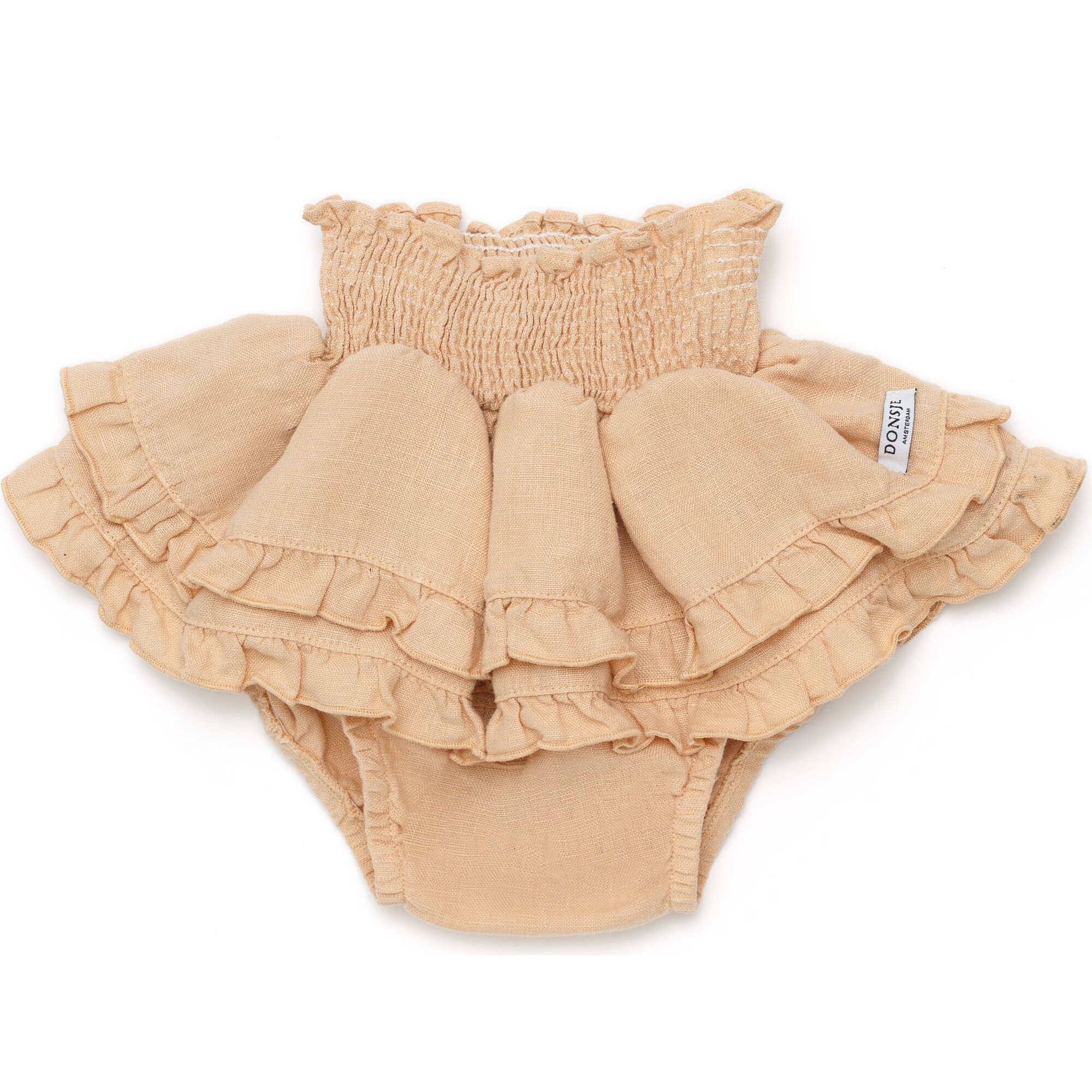 Vaibi Tired Ruffle Smocked Waist Bloomers, Rose Latte - Bloomers - 1