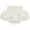 Vaibi Tired Ruffle Smocked Waist Bloomers, Off-White - Bloomers - 1 - thumbnail