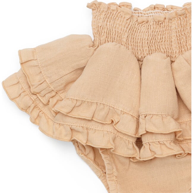 Vaibi Tired Ruffle Smocked Waist Bloomers, Rose Latte - Bloomers - 4