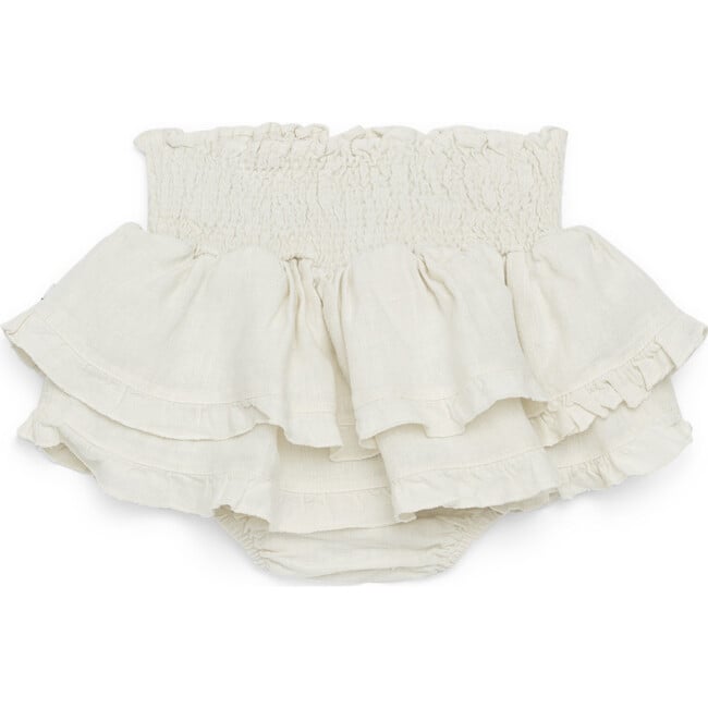 Vaibi Tired Ruffle Smocked Waist Bloomers, Off-White - Bloomers - 3