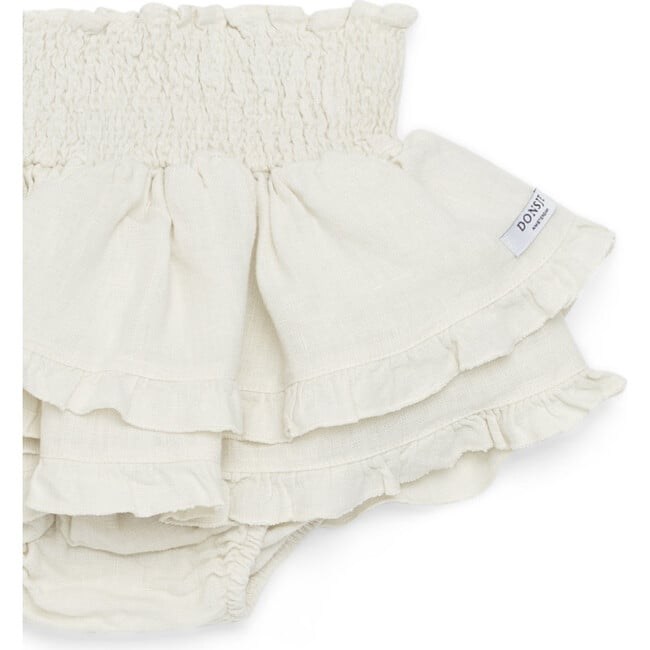 Vaibi Tired Ruffle Smocked Waist Bloomers, Off-White - Bloomers - 4