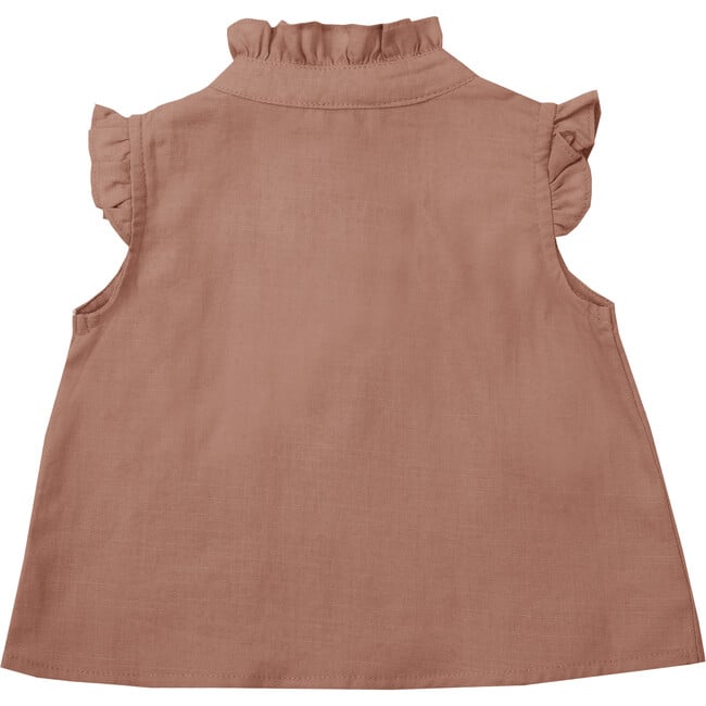 Teffi Short Ruffle Sleeve Blouse, Autumn Clay - Blouses - 2