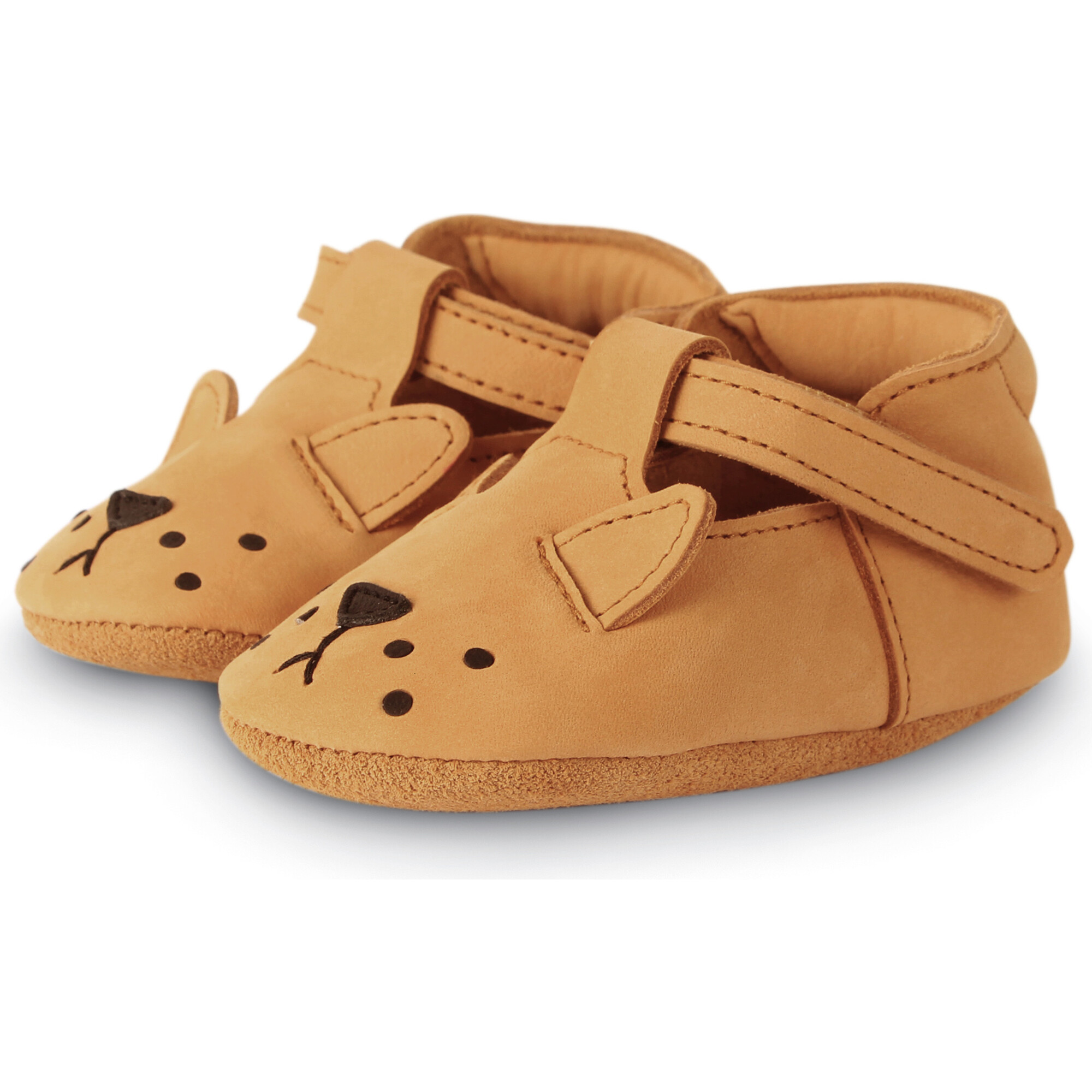 Spark Lion Classic Nubuck T-Bar Shoes, Caramel - Crib Shoes - 1