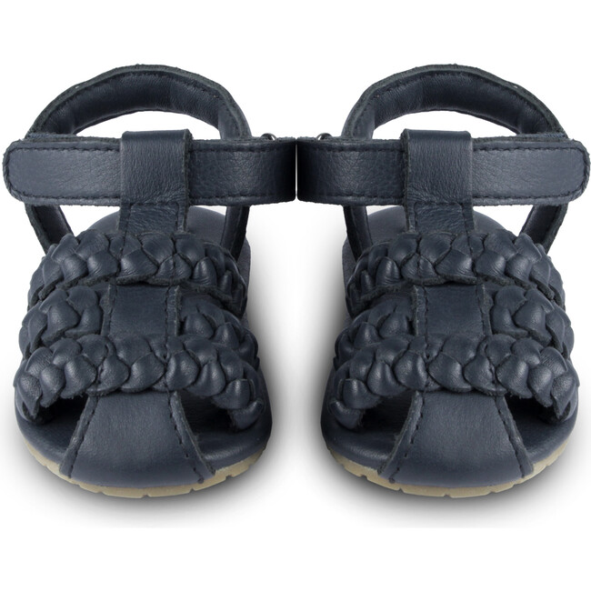 Pam Classic Leather Braided 3-Strap Sandals, Navy - Sandals - 3