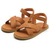 Otis Leather Cross Strap Sandals, Caramel - Sandals - 1 - thumbnail