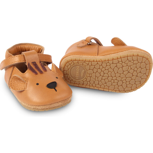 Spark Classic Leather T-Bar Shoes, Tiger, Camel - Crib Shoes - 6