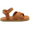 Otis Leather Cross Strap Sandals, Caramel - Sandals - 4