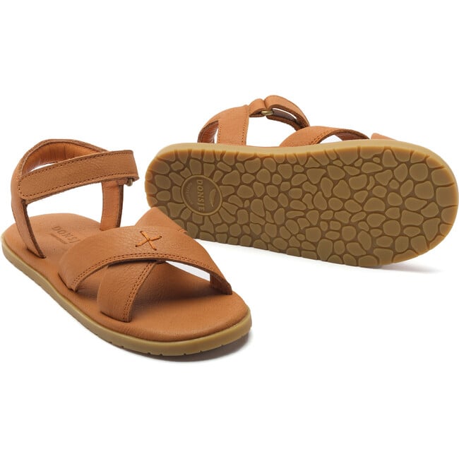 Otis Leather Cross Strap Sandals, Caramel - Sandals - 6