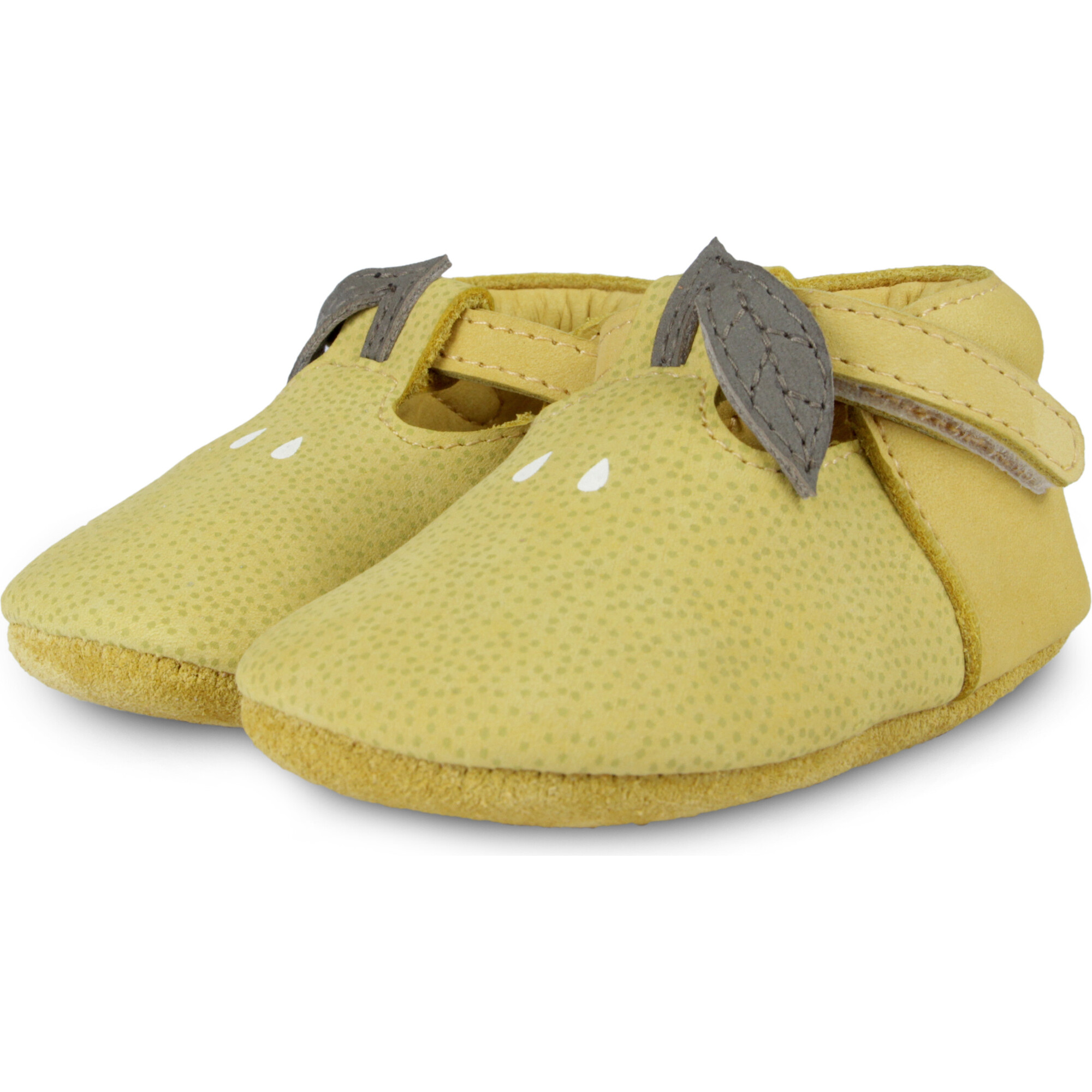 Nanoe Lemon Nubuck T-Bar Shoes, Canary Dotted - T-Straps - 1