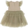 Nena Flutter Sleeve Tulle Dress, Light Olive - Dresses - 3