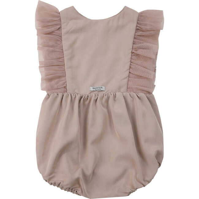 Odine Tulle Ruffle Shoulder Bubble Playsuit, Vintage Rose - Onesies - 3