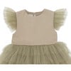 Nena Flutter Sleeve Tulle Dress, Light Olive - Dresses - 4