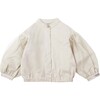 Riviere Mock Collar Drop Shoulder Puff Sleeve Jacket, Ecru - Jackets - 1 - thumbnail