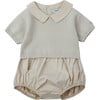 Sieber Peter Pan Collar Short Sleeve Romper, Champagne - Rompers - 1 - thumbnail