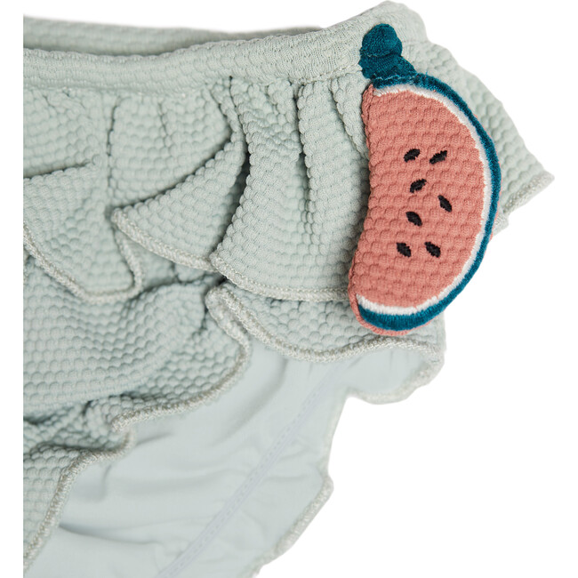 Sisi Watermelon Patch Ruffle Waist & Trim Swimming Briefs, Desert Sage - Two Pieces - 4