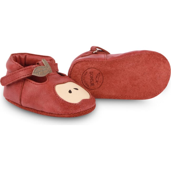 Nanoe Apple Classic Leather T-Bar Shoes, Scarlet - T-Straps - 5