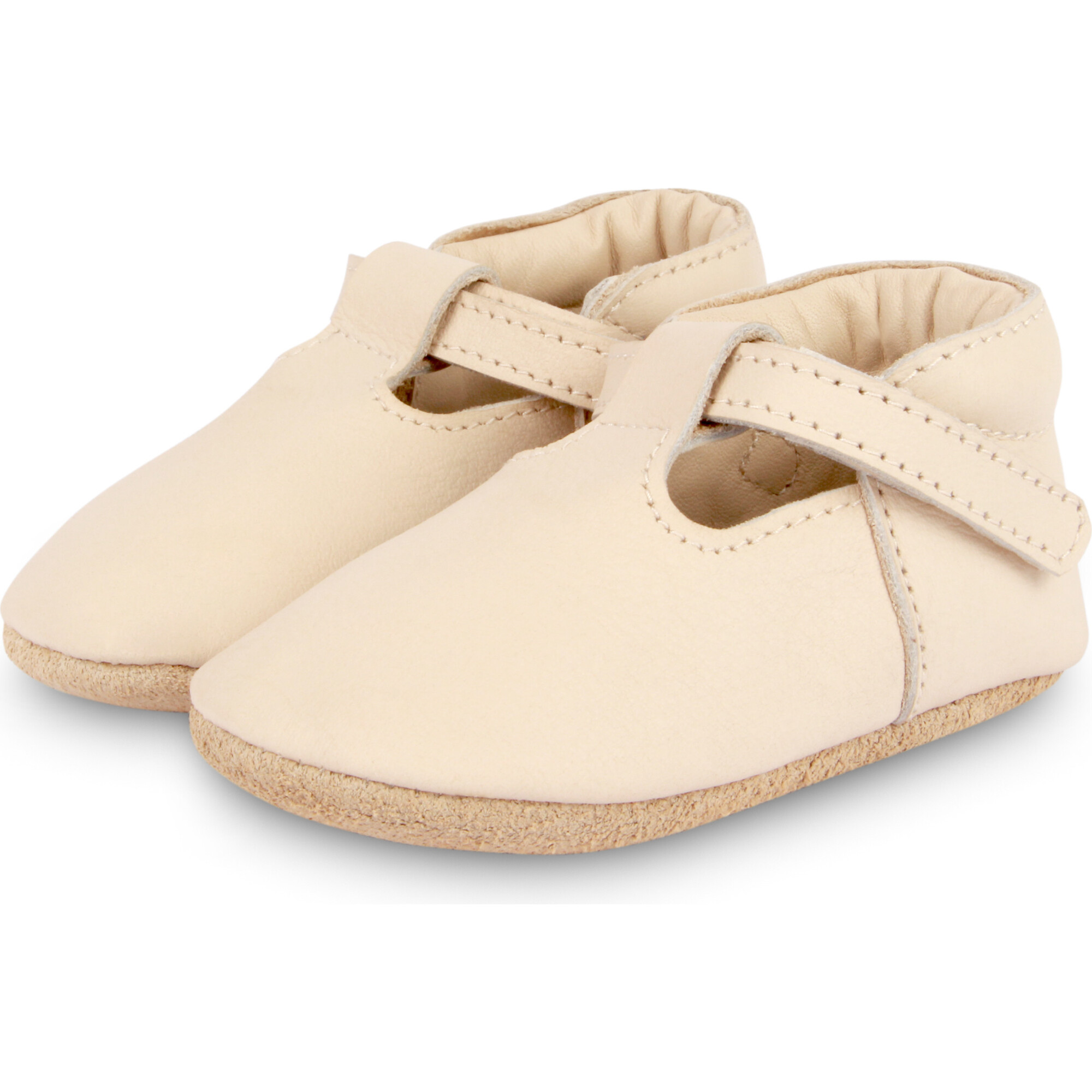 Elia Leather T-Bar Shoes, Cream - Crib Shoes - 1