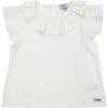 Dindi Ruffle Collar Flutter Sleeve Blouse, Star White - Blouses - 1 - thumbnail