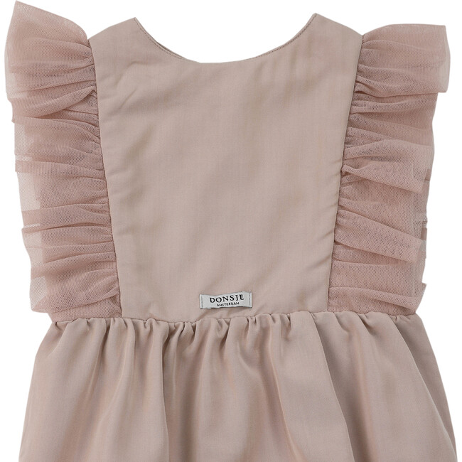 Odine Tulle Ruffle Shoulder Bubble Playsuit, Vintage Rose - Onesies - 6