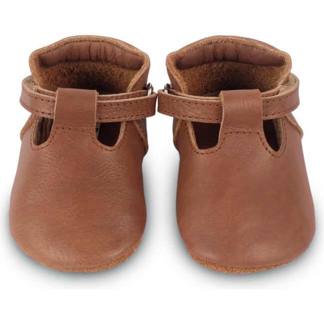 Elia Classic Leather T-Bar Shoes, Cognac - Crib Shoes - 3