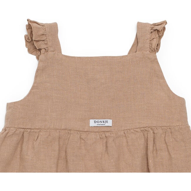 Floor Sleeveless Ruffle Shoulder Buttoned Dress, Rose Mocha - Dresses - 5