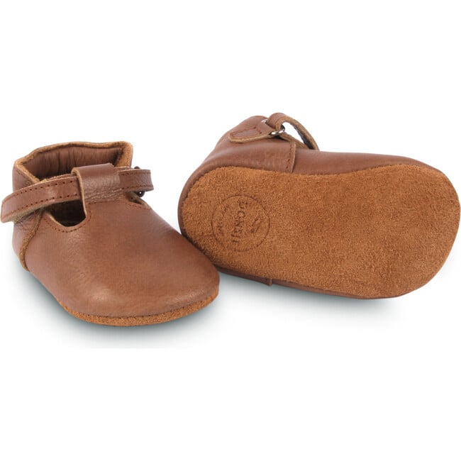 Elia Classic Leather T-Bar Shoes, Cognac - Crib Shoes - 5