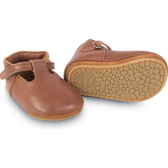 Elia Classic Leather T-Bar Shoes, Cognac - Crib Shoes - 6