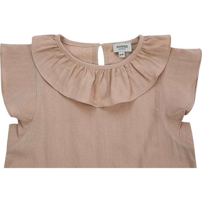 Dindi Ruffle Collar Flutter Sleeve Blouse, Almond - Blouses - 4