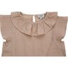 Dindi Ruffle Collar Flutter Sleeve Blouse, Almond - Blouses - 4