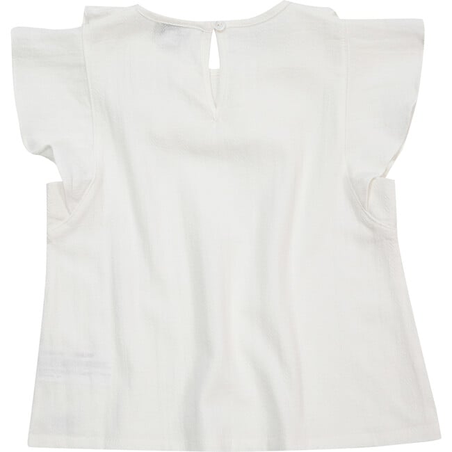 Dindi Ruffle Collar Flutter Sleeve Blouse, Star White - Blouses - 3