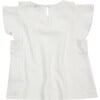 Dindi Ruffle Collar Flutter Sleeve Blouse, Star White - Blouses - 3