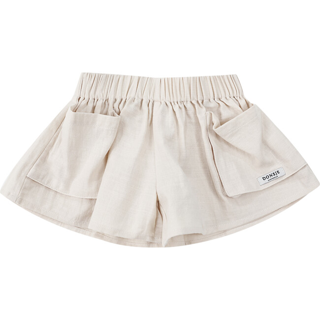 Mary 2-Front Pocket Wide Leg Shorts, Crispy White