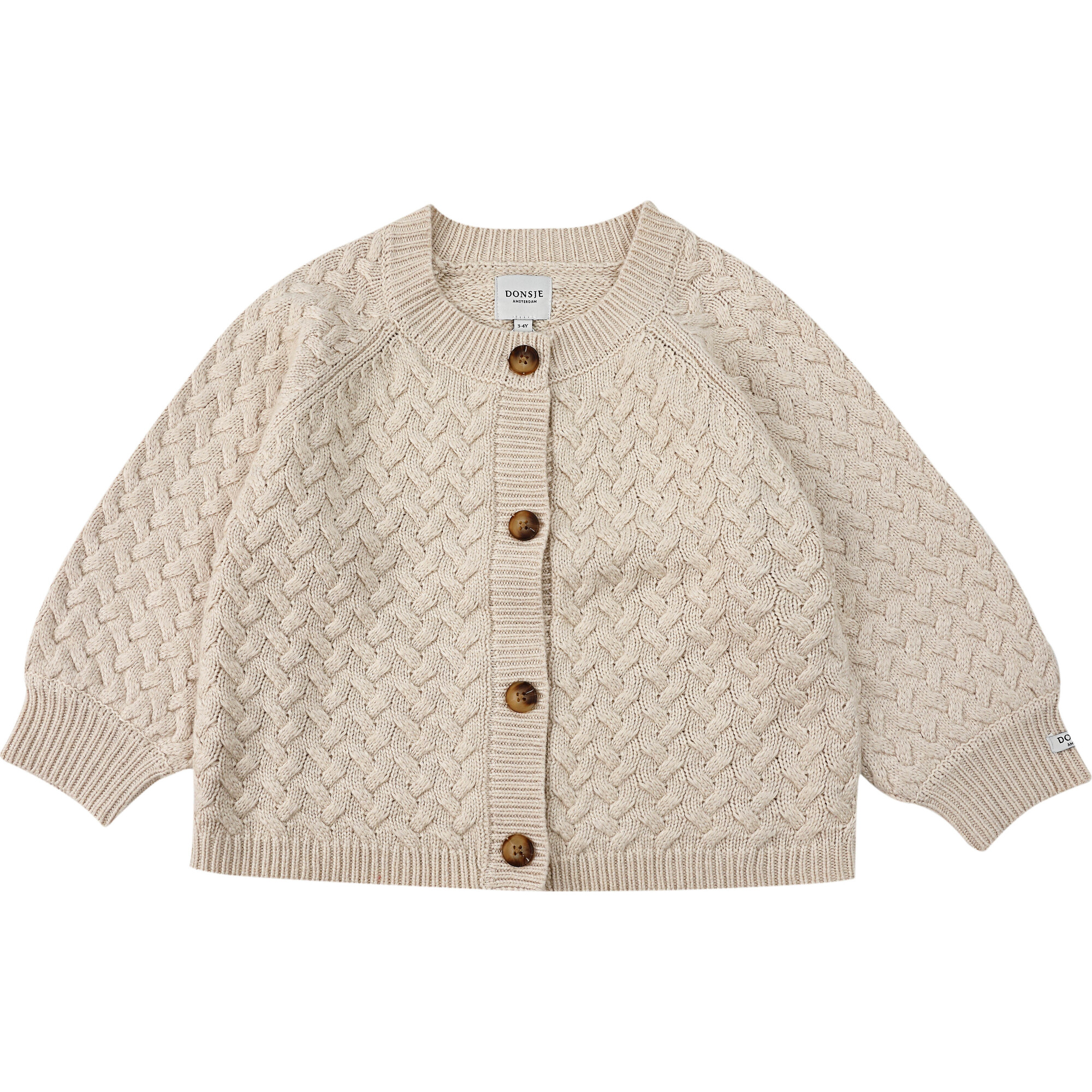 Loena Cable Knit Drop Shoulder Cardigan, Soft Sand - Cardigans - 1