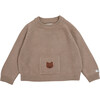 Loeke Bear Single Pocket Drop Shoulder Sweater, Hazelnut - Sweaters - 1 - thumbnail