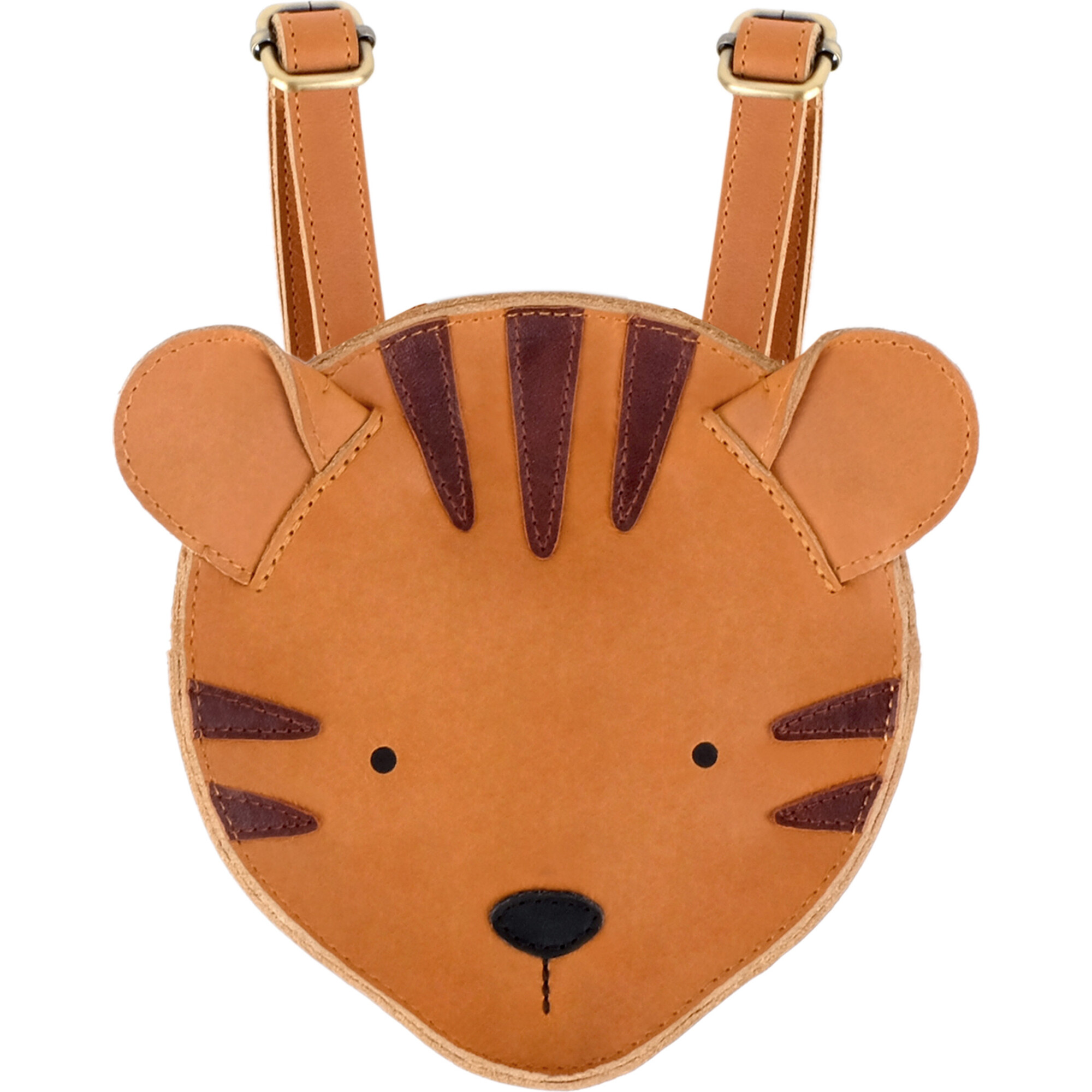 Kapi Tiger Classic Leather Backpack, Camel - Backpacks - 1