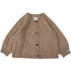 Loena Cable Knit Drop Shoulder Cardigan, Latte Melange - Cardigans - 1 - thumbnail