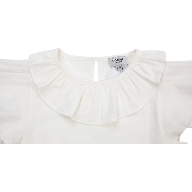 Dindi Ruffle Collar Flutter Sleeve Blouse, Star White - Blouses - 4