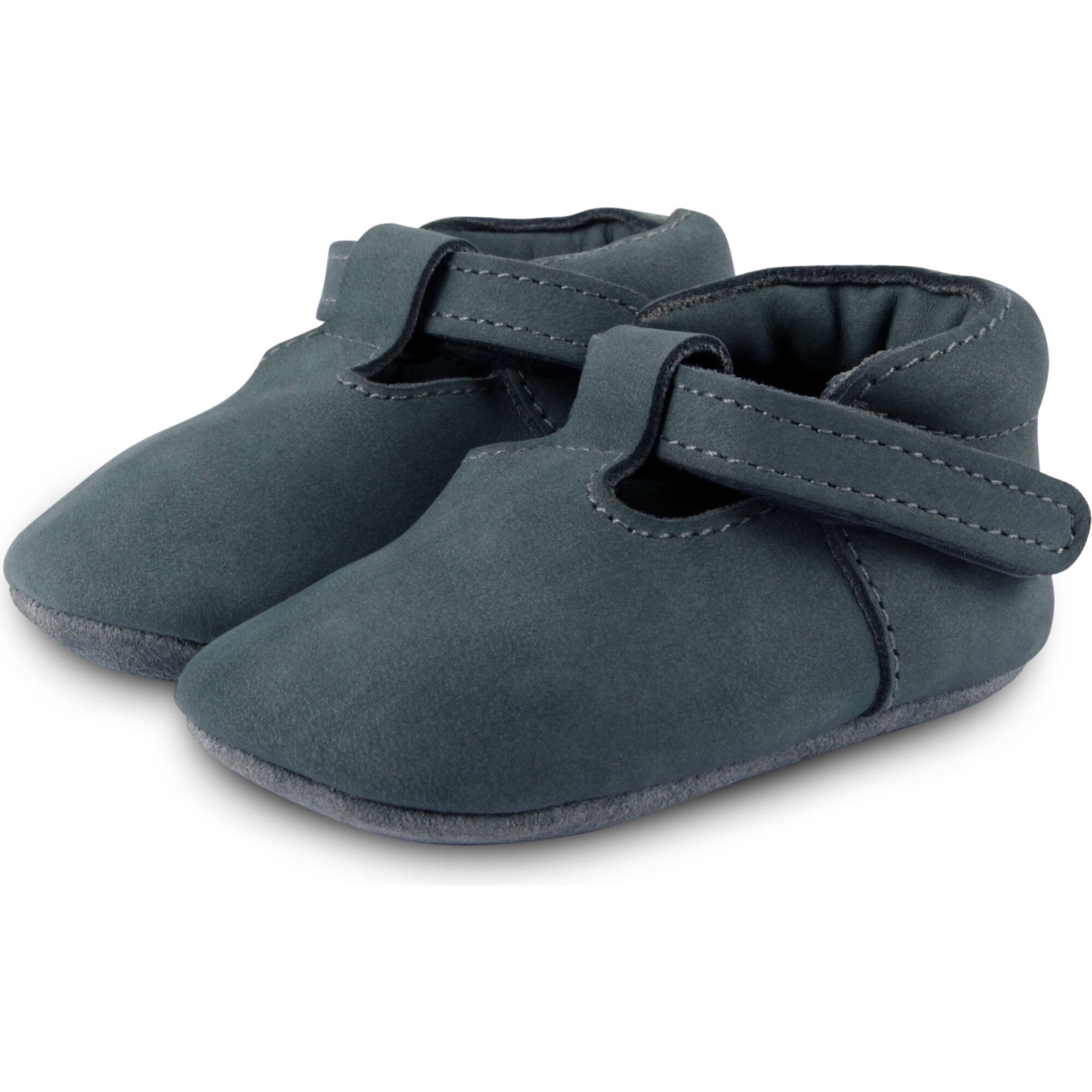 Elia Nubuck T-Bar Shoes, Petrol - Crib Shoes - 1