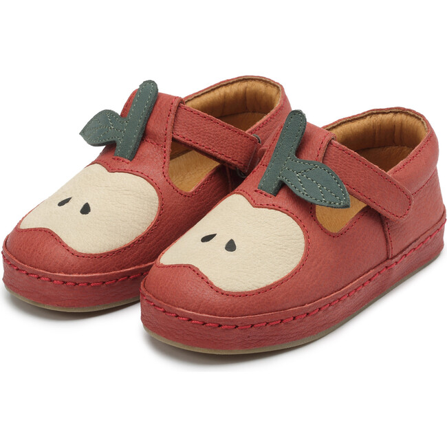 Bowi Apple Leather Velcro Strap Shoes, Red Clay