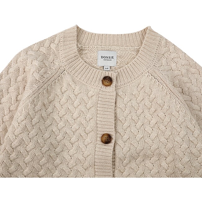 Loena Cable Knit Drop Shoulder Cardigan, Soft Sand - Cardigans - 4