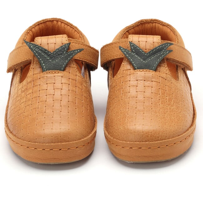 Bowi Pineapple Leather Velcro Strap Shoes, Caramel - T-Straps - 3