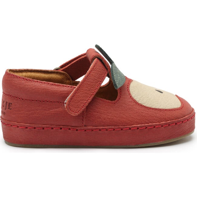 Bowi Apple Leather Velcro Strap Shoes, Red Clay - T-Straps - 4