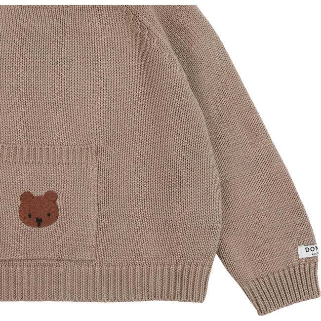 Loeke Bear Single Pocket Drop Shoulder Sweater, Hazelnut - Sweaters - 4