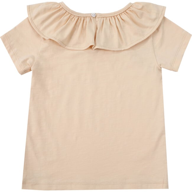 Addie Wide Ruffle Collar Short Sleeve Top, Light Brown - Blouses - 3