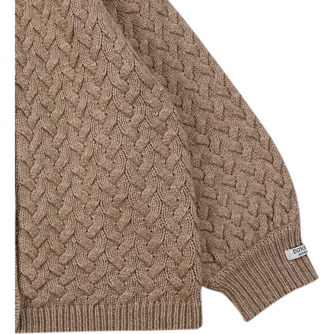 Loena Cable Knit Drop Shoulder Cardigan, Latte Melange - Cardigans - 6