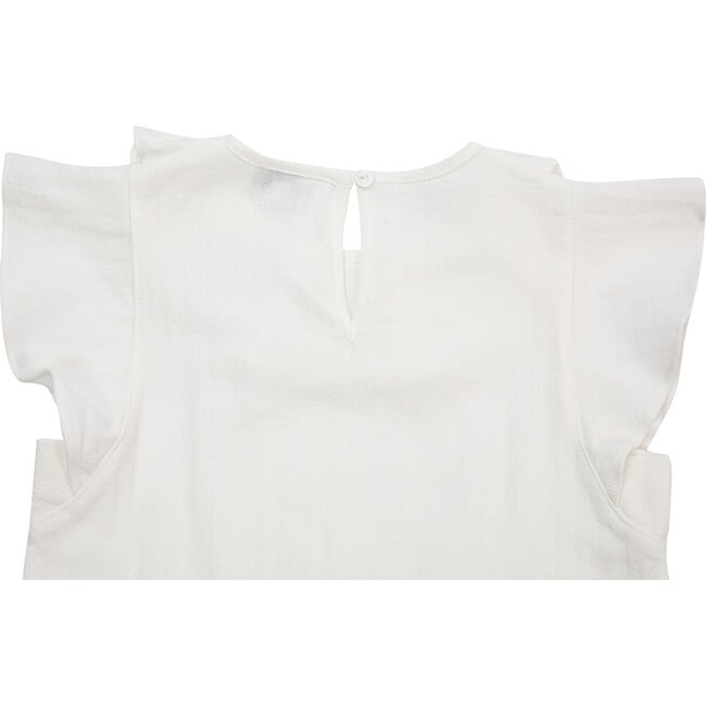 Dindi Ruffle Collar Flutter Sleeve Blouse, Star White - Blouses - 7